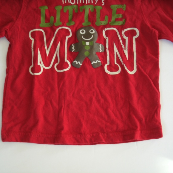 Boy's Christmas T-Shirt Gingerbread Man Red Long Sleeve Size 3T - Picture 3 of 10